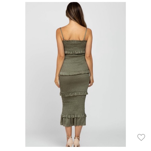 Maternity- Pinkblush Olive Green Midi Dress - Picture 4 of 4